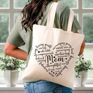 MOM Tote Bag, Heart Tote Bag, Mother&#39;s Day Gift, Cute Tote Bag, Tote for Women, Reusable Tote, MOM Gift