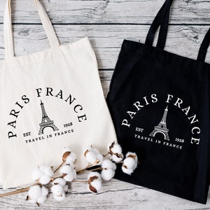 Paris Tote Bag, French Shabby Chic, Tote Bag Aesthetic, Paris Gift, Black Tote Bag