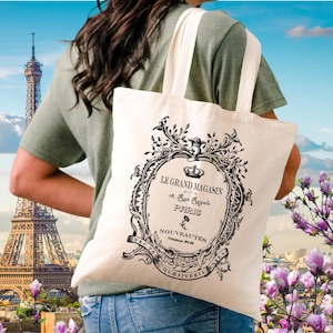 Paris Tote Bag, Le Grand Magasin Paris Tote Bag, French Tote Bags, Tote Bag Aesthetic, Paris Lover Gift, Canvas Tote Bag