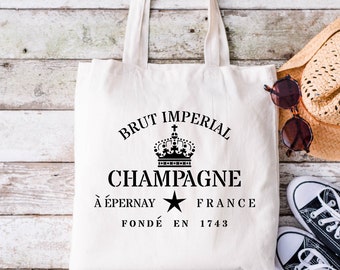 Champagne Tote Bag, French Shabby Chic, Tote Bag Aesthetic, Champagne Lover Gift