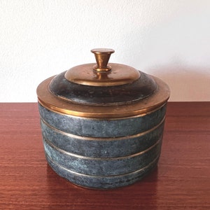 1920s WMF Ikora by Paul Hausstein - German Art Deco Metal Lidded Box, Turquoise Patina, Elegant Dresser Accessory, Collector&#39;s Gift