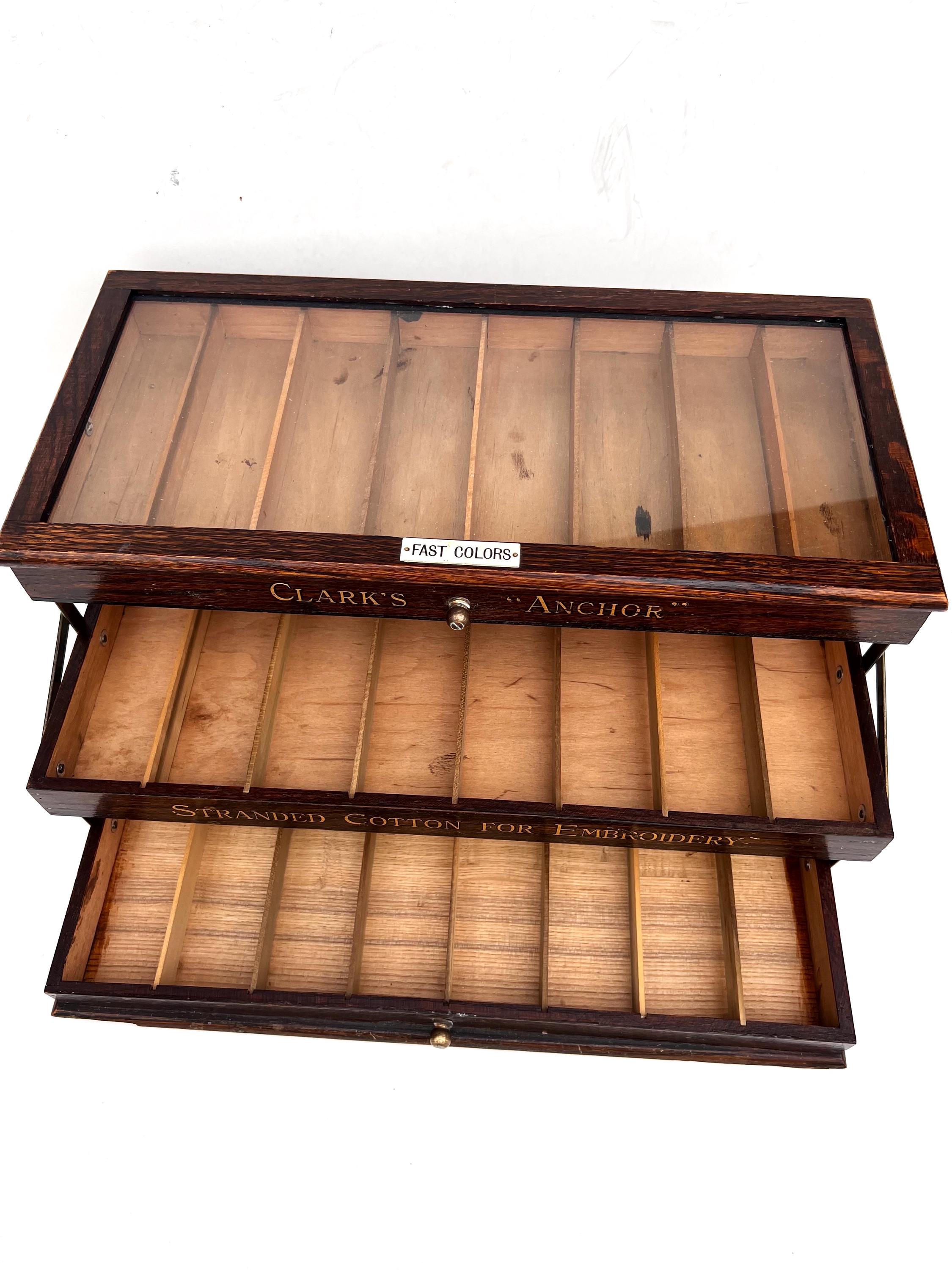 希少な手芸用品、片持ち式裁縫箱、クラークス・アンカー、20世紀初頭