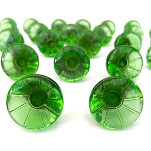 Vintage Lightgreen Glass Cabinet Knobs: Brass Lindshammar Pulls (Set of 37)