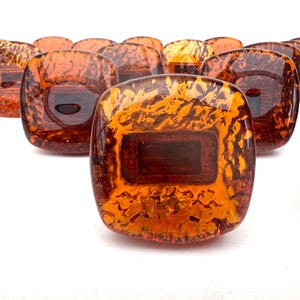 Vintage Amber Glass Drawer Pulls: Brass Base, Hafa 21, Mid-Century Modern