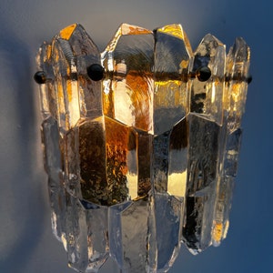 Vintage Austrian J T Kalmar “Palazzo” Sconce - 24Kt Gilted Ice Glass Wall Light, Timeless Elegance for Home Ambiance, Vintage Home Decor