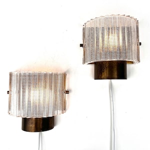 1960s Pair of Orrefors Sconces, By Carl Fagerlund for Orrefors - Brass & Glass Mid-Century Modern Lighting, Vintage Home Decor