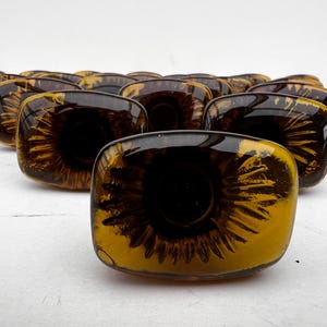 25 Amber/ Chocolate Brown colored Knobs, by Miller Brother 1960’s, In Textured Glass and Bras, Vintage Home Decor- Unique Home Upgrade, Mcm