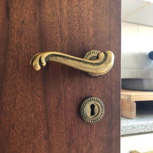 Maniglie per porte in ottone in stile Art Nouveau con copri-serratura - Stile Jugend