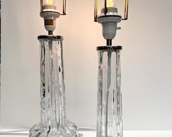 Elegant Orrefors Crystal Lamps, Model 2052/2054, 1960s Retro Design - Adjustable Vintage Lighting for Home & Office, Unique Collector's Gift