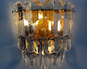 1960s J T Kalmar XL Palazzo Wall Sconce,  Austrian 24Kt Gilted Lighting, Midcentury Modern - Vintage Home Decor