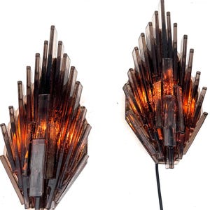 Claus Bolby for CEBO Rare Pair Wall Sconces - 1970&#39;s Danish, Smoky Flame Lights, Midcentury Modern, Unique Atomic /Spage Age Wall Decor, Mcm