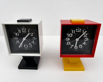 1970s 2 Blessing Alarm Clocks, Space Age, West German Table Clock, Vintage Home Decor