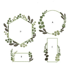 4-pattern Olive Laurel Wreath for Machine Embroidery Floral Botanical Eucalyptus Wedding Circle Pattern Instant Download Zip - 6 sizes gigi