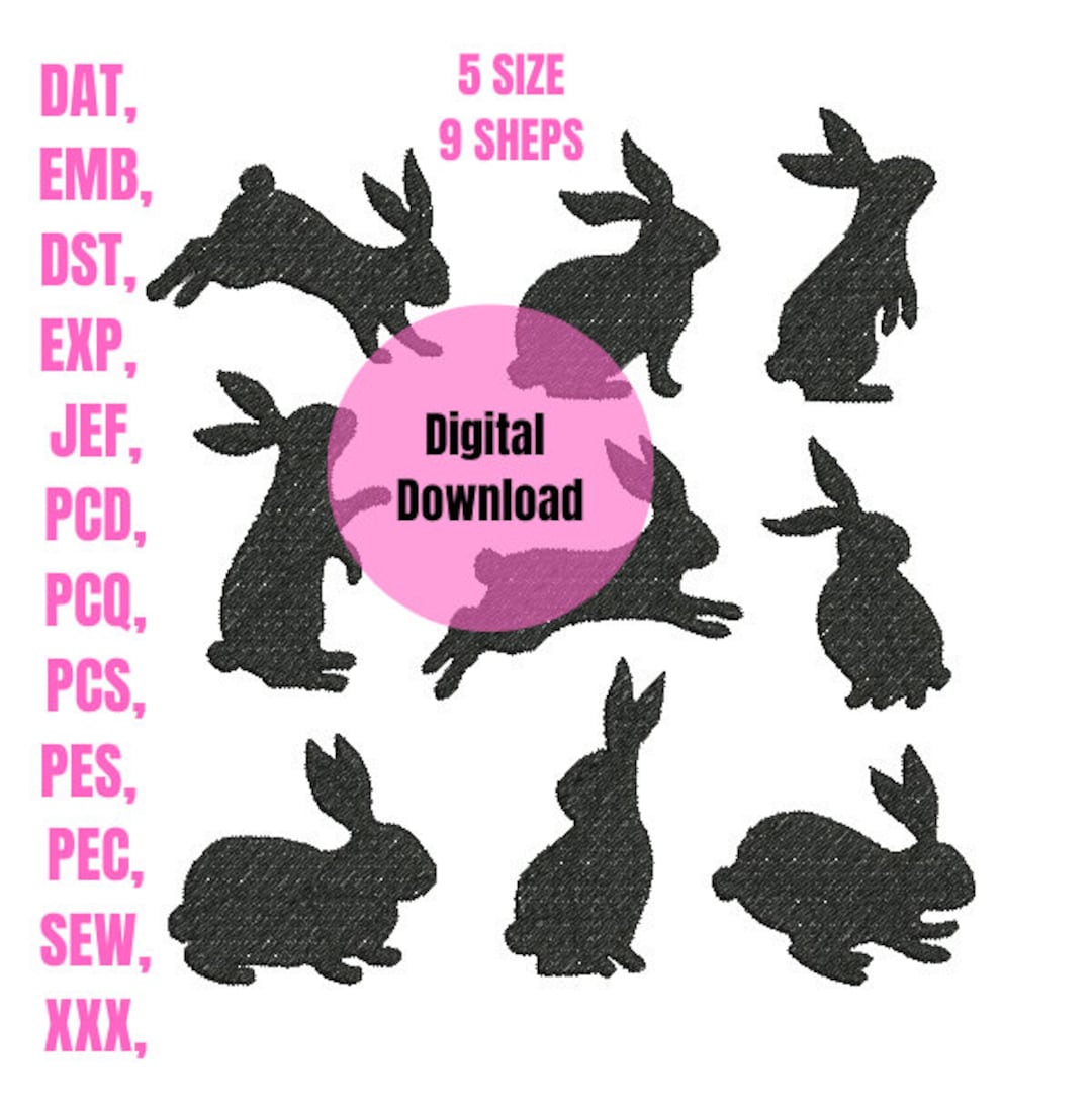 Bunny Ears Machine Embroidery Design File for Download , Bunny Ears