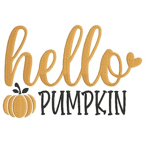 Hello Pumpkin Machine Embroidery Download, Hello Fall Farm fresh Pumpkin Fall Saying Machine embroidery, Pumpkin Embroidery Download -4 size