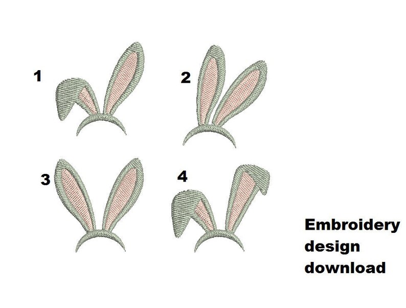 Bunny Ears Machine Embroidery Design File for Download , 4 Shapes Bunny