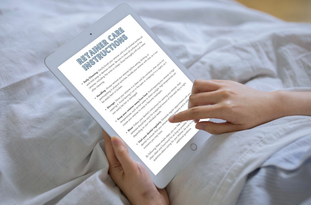 Dental Retainer Care Instructions for Patients Digital Etsy
