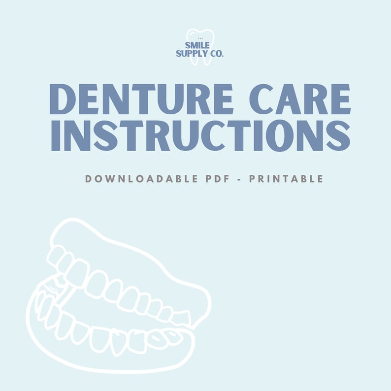 Denture Care Instructions for Patients Digital Download Dental