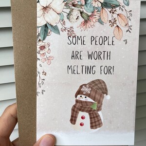 Biglietto d'auguri pupazzo di neve/Messaggio dolce per le vacanze/Cartolina di Natale
