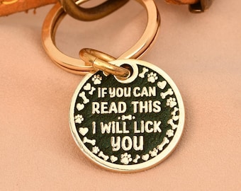 Funny Pet ID Tag, Custom Message Cat Tag, Deep Engraved Dog Collar