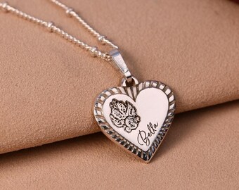 Paw Print Heavyduty Sterling Silver Heart Pendant, Dog Nose Print Keepsake Necklace -