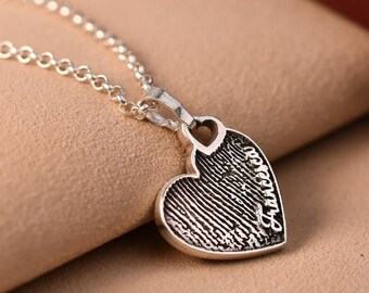 Fingerprint Heart Pendant — Personalised Heavyweight  Memorial Jewellery, Handmade in the UK