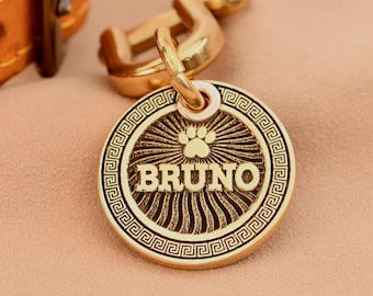 Engraved Custom Dog Tag - Heavy Duty Brass Pet Tag, Rust Free