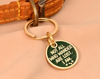 Custom Funny Cat Tag, Deep Engraved Brass Pet ID, Personalized Collar Charm