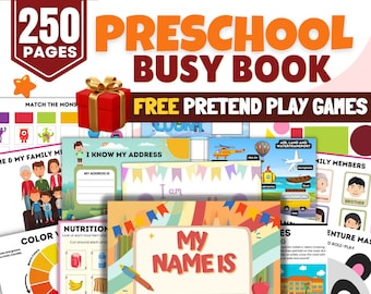 Preschool binder 250 pages | Busy book | Learning bundle for kid | Activity worksheet for preschool | Instant download | Kindergarten binder