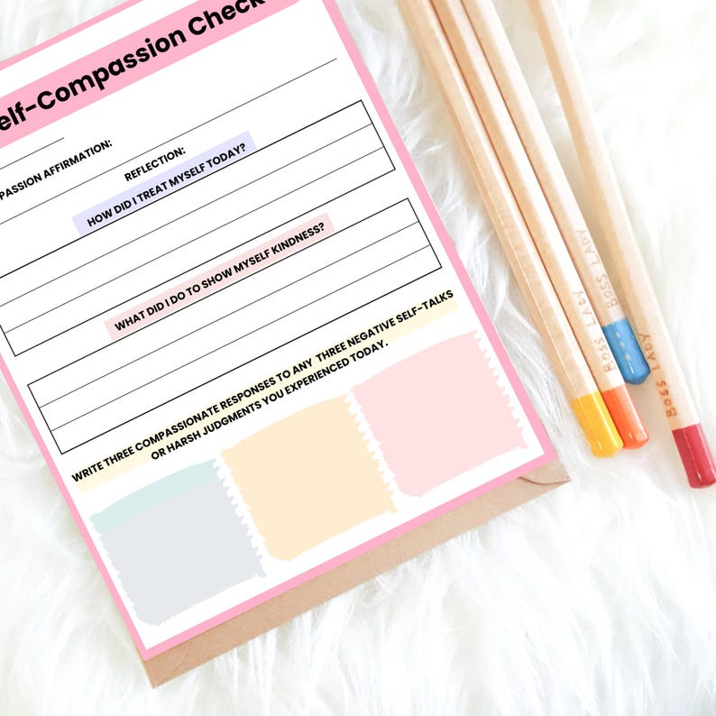 Self Compassion Journal Bundle, Self Esteem, Therapy Worksheets ...