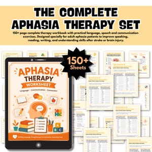 Aphasia Workbook | Speech Therapy Printable for Stroke Recovery & Memory Rehab | Easy Adult Language Exercises | Digital Download