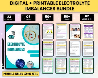 Electrolyte Imbalances Guide: Nursing School Notes (23 Pages) (Digital Download)