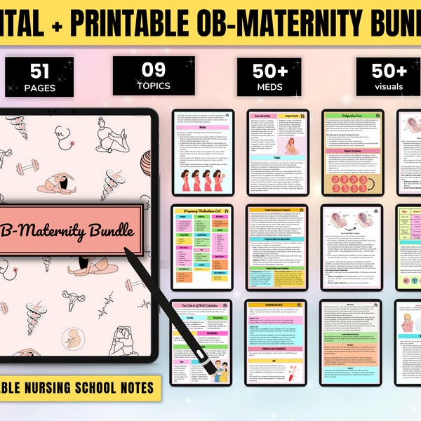 OB-Maternity Bundle | Nursing OB | 50+ Pages |  Digital Download | Maternity Study Guide | Printable Maternity Bundle | Nursing School