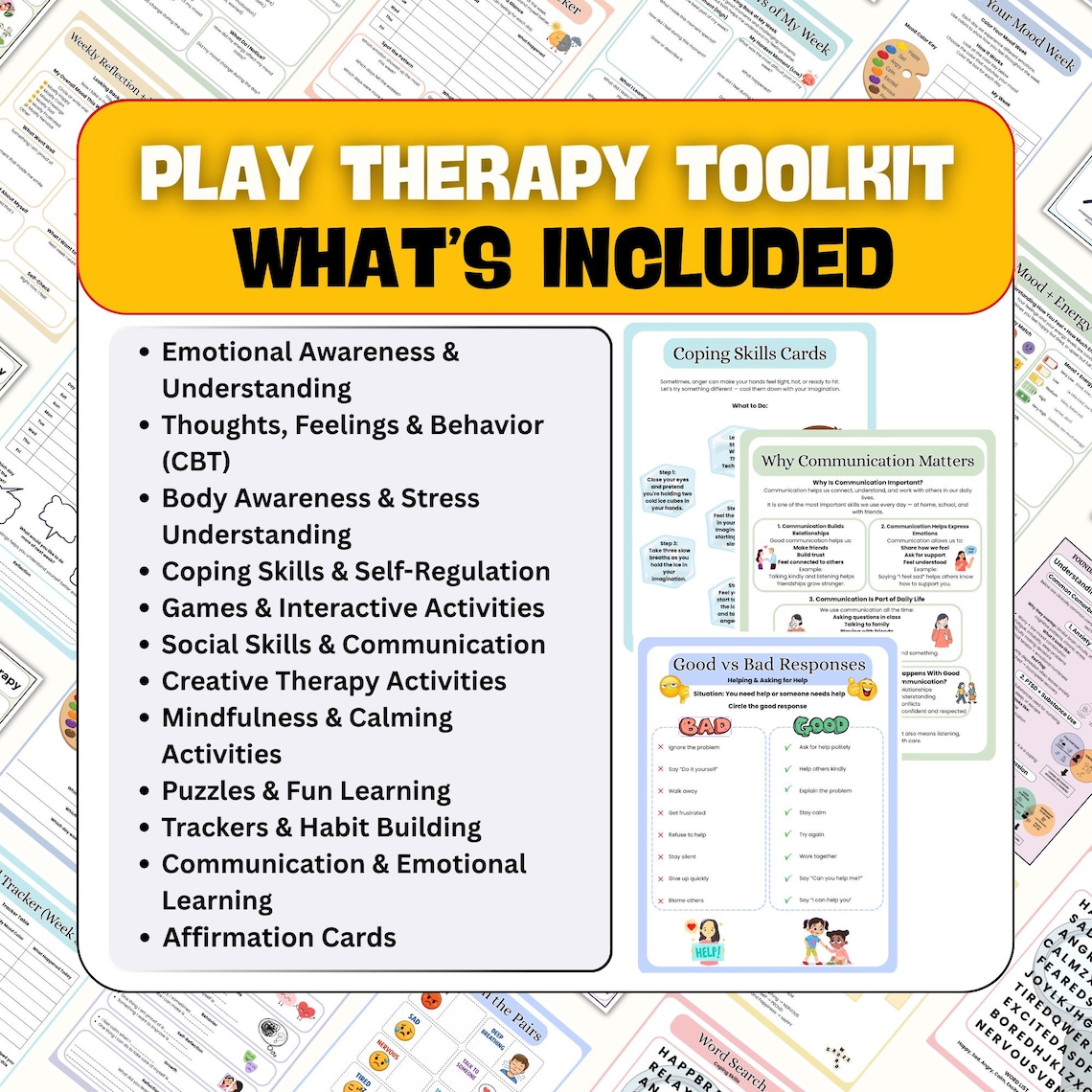 Play Therapy Worksheets Bundle for Kids | 300+ SEL Activities | Coping ...