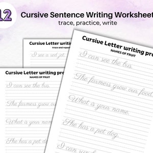 Cursive Handwriting Practice Worksheets for Kids, Printable Cursive Alphabet Letter Tracing, 100Pages of Cursive Writing, size US PDF image 6