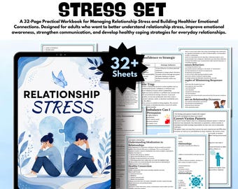 Relationship Stress Workbook Set, Boundaries & Emotional Awareness Guide, Attachment Styles Worksheet, Communication Printable Bundle PDF