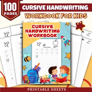 Cursive Handwriting bundle 100 Pages | Handwriting Book | Practice Worksheets for Kids | Printable Cursive Alphabet Letter Tracing