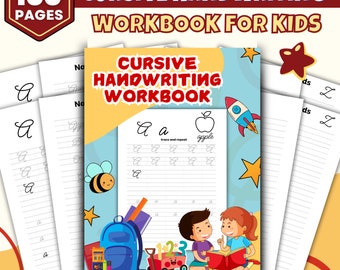 Cursive Handwriting bundle 100 Pages | Handwriting Book | Practice Worksheets for Kids | Printable Cursive Alphabet Letter Tracing
