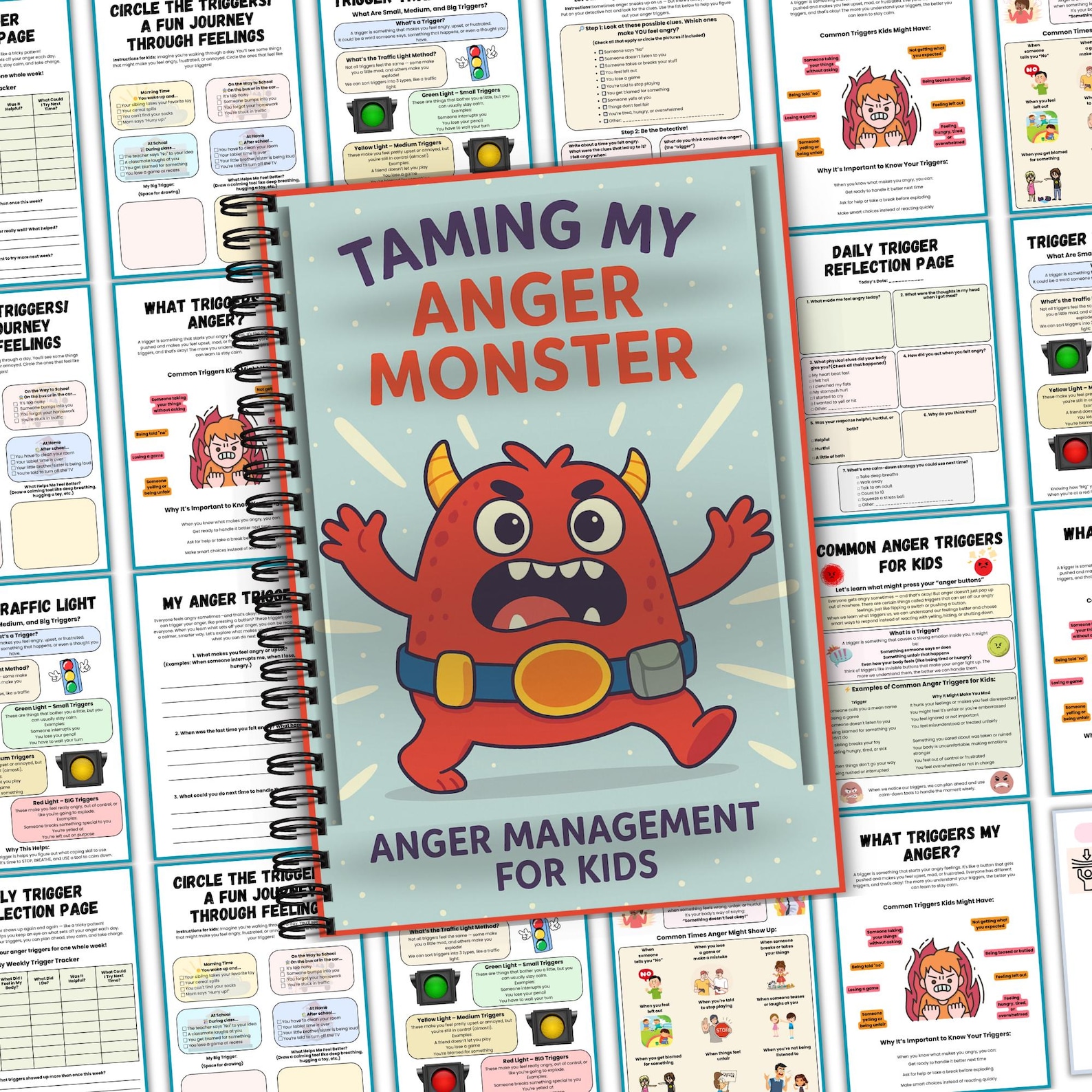 Anger Management Worksheets for Kids, Kids Anger Help, Anger Guide ...