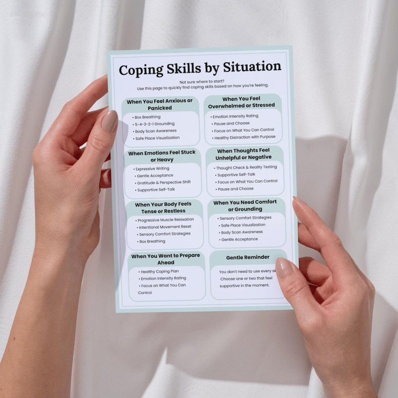Healthy Coping Skills Cheat Sheet And Worksheets Emotional Regulation 