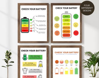 Check Your Battery Poster – Mental Health & Wellbeing Classroom Chart ...