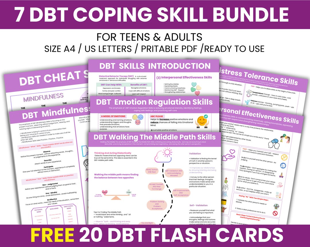 Dbt Bundle With Flashcards Dbt Cheat Sheet Digital Download Dbt Coping