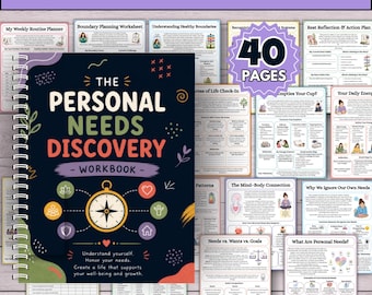 Mapping Your Needs Workbook, Personal Needs Discovery, Boundaries Rest Emotional Wellness Planner, Printable Self Care PDF Digital Download