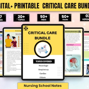 Critical Care Bundle 47 Pages Digital & Printable| Critical Care Nurse | Study Guide Note | Study Sheet | Printable PDF | Nursing School