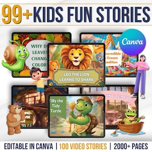 99+ Kinder lustige Geschichte, Geschichten für Kinder, perfekt für die Bettzeit, Kleinkind-Sozialgeschichte, Lernvideo, sofortiger Download, Kinderlernvideos