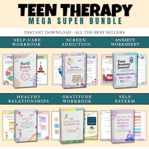Teen Therapy Mega Bundle | Mental Health Tools | Therapy Worksheets | Digital Therapy Bundle | Self-Care Activities | Digital Download