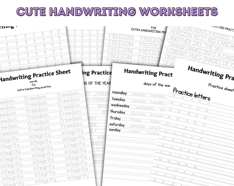 100 Page Neat Hand Writing Workbook Practice Sheet Guide Letters, Words, and Sentences Adults Kids Teens image 8