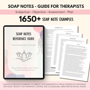 SOAP Notes Guide, Therapist SOAP Notes, Therapist Resource, EMR Soap Notes, Clinical Notes, Therapist Note Template, Mental Health