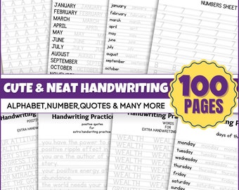 100 Page Neat Hand Writing Workbook| Practice Sheet Guide |  (Letters, Words, and Sentences) | Adults Kids Teens