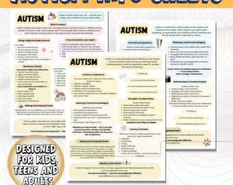 Autism Info Sheets Printable PDF | Easy Autism Worksheets for Kids & Teens | Sensory, Social Skills and Emotional Support